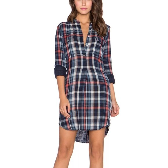 Velvet Dresses & Skirts - Velvet By Graham & Spencer Size S Blue Red Gabrielle Plaid Tunic Shirt Dress
